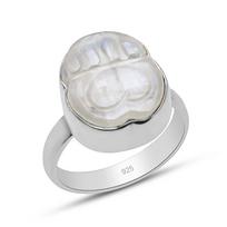 Natural Heart Shape Carving Rainbow Moonstone 925 Sterling Silver Ring For Unisex Size 5 To 12 5