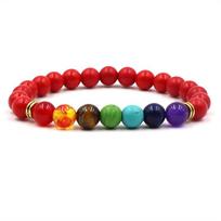 LUXY MOON 8mm juoda lavos tigro akies akmuo spalvinga čakra jogos tempimo vyrų ir moterų apyrankė 1 įvairiaspalvis