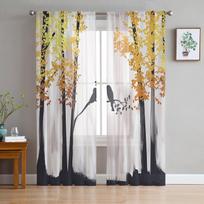 Miško Medis Paukštis Skaidrios Užuolaidos Svetainei Miegamajam Namų Dekorui Virtuvės Tiulis Langams Voile Užuolaidos 135W x 114H(cm)