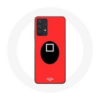 Coque pour Samsung Galaxy A32 5G Squid Game masque carré fond rouge raudona