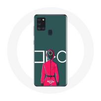 Case - Samsung - Galaxy A21S - Soft - Squid Game - Red Soldier with Circle Mask raudona
