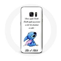 Coque pour Samsung Galaxy S7 Edge Lilo et Stitch Ohana Citation Blanc