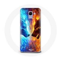 Coque pour Samsung Galaxy A6 2018 Loup de Glace et de feu