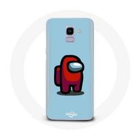 Coque pour Samsung Galaxy A6 2018 Among Us jeu vidéo Fond bleu