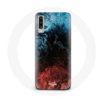 Coque pour Samsung Galaxy A50 fond de texture abstraite rouge noir bleu