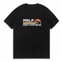 MILF Unisex I Love Frogs Funny Saying Frog Amphibian Lovers Vintage Funny Unisex T-Shirt Unisex's Shirt Short Sleeve Cotton Tee Shirt L