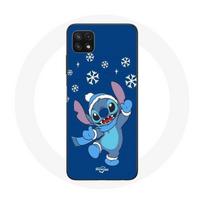Coque pour Samsung Galaxy A22 5G Stitch neige Noël bleu