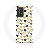 Coque pour Samsung Galaxy A33 5G Fond de texture abstraite coeurs noir jaune et gris