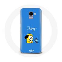 Coque pour Samsung Galaxy J6 2018 Bangtan BTS BT21 Chimmy Jimin Fond Bleu