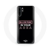 Coque pour Huawei P30 Pro Blackpink in Your Area Logo Rose Fond Noir