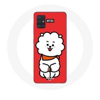 Coque pour Samsung Galaxy A71 BTS Bangtan Garçons BT21 RJ de Jin Fond Rouge