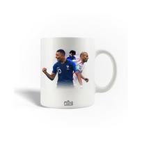Keramikinis puodelis - Kylian Mbappé - Zinédine Zidane - 30cl - Tinka plauti indaplovėje - Baltas