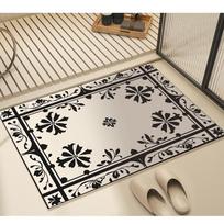 Juodos ir baltos gėlės Minkštas virtuvės kilimėlis nuo nuovargio virtuvės kilimėlis vandeniui atsparus neslystantis kilimėlių rinkinys. 40*60cm gray