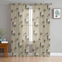 Camel Sun Cactus Desert Clouds Bedroom Transparent Sheer Curtains Holiday Decoration Window Voile Tulle Curtain 135W x 114H(cm)