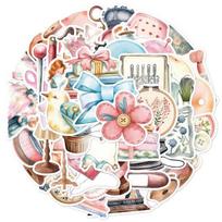 50 vnt. animacinių lipdukų siuvimo tema, stipraus sukibimo lipdukai nešiojamam kompiuteriui, telefonui, šaldytuvui, gitarai, skrebinimo dekorui 1 Set
