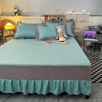Girls' Feng Shui Wash Cotton Bed Skirt, Mattress, Bedcover, Single Piece Non slip Bedcover, All Inclusive, All Seasons Universal 120x200cm Bed Skirt1 gray