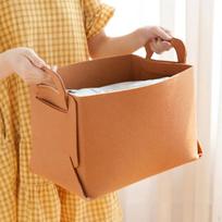 Sulankstomas sandėliavimo dėklas Skalbinių organizatorius Rankena Užsegamos žaislų saugyklos Veltinis lentynoms Kelionės suvenyrai Brown 18x13x11cm brown