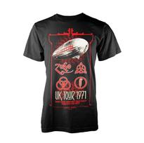 Led Zeppelin Uk Tour 71 Ly Black Classic Rock 1971 Unisex marškinėliai S