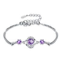 Keturialapis laimingas žolės gėlės sidabru dengtas apyrankė moterims Japonijos Korėjos leidimas Minimalistinis temperamentas Rankdarbis Valentino diena Gimtadienio dovana Adjustable size
