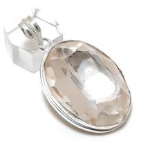 Natural White Topaz Gemstone Handmade 925 Sterling Silver Pendant 2.05  a8J31