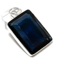 Natural London Blue Topaz Handmade 925 Sterling Silver Gift Pendant 2.09  k0W58