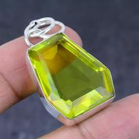 Natural Lemon Topaz Gemstone Handmade 925 Sterling Silver Pendant 1.77  H2e55