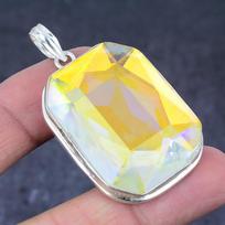 Natural White Topaz Gemstone Handmade 925 Sterling Silver Pendant 2.17  P1h27