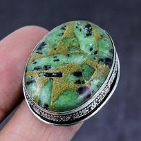 Ruby in Zoisite Gemstone Handmade 925 Steling Silver Jewelry Ring Size 8 d0m40