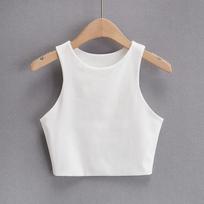 Slim Fit Bėgimas Fitnesas Joga Crop Crop Top Topai Moteriški Dvisluoksniai solidūs laisvalaikio vasaros liemenės Biuro moteriškos elegantiškos mados cisternos Camis 24094 S balta