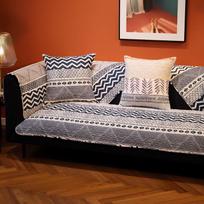 Pale Striped Sofa Cushion Full Cover Non-slip Fabric All Seasons Universal Cotton Single Bedroom Sofa Cover Cotton Cover 70*70