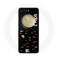 Coque Samsung Galaxy Z Flip5 nike jordan blanc rouge fond noir