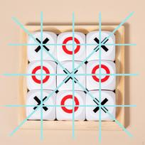 Wooden Tic TAC Toe Game Noughts and Crosses Puzzle Games Classic Coffee Table for Outdoor white