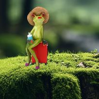 Frog Statue Animal Sculpture Resin Collectible Cartoon Tabletop Ornament Modern for Living Lady