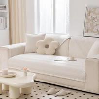 Korean Style Fresh Four Seasons Universal Striped Fabric Cotton Sofa Cushion Non-slip Cushion Cotton Sofa Cushion Cover Towel 70X70cm 1pc white