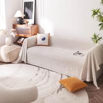 Herringbone Pattern Cream Sofa Cushion Four Seasons Universal High Sense Sofa Towel Cover Cloth Towel Full Covered Universal Cover Cover Blanket 180*130 smėlis