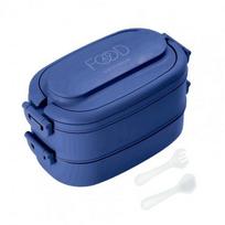 1550ml Double Layers Lunch Box with Spoon Fashion Portable Microwave Bento Box Healthy Plastic Food Storage Container Lunchbox dangaus mėlyna spalva