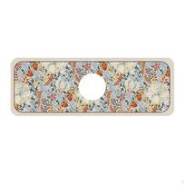 Faucet Splash Guard Mat behind Drip Durable Rubber Back 5.51'' x14.96'' Absorbent Yellow Flower white