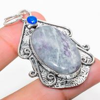 Natural Kammererite, Blue Topaz Gemstone 925 Sterling Silver Pendant 2.36  S7U92