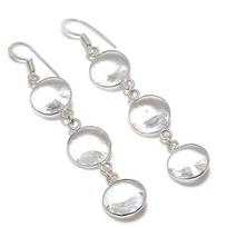 Natural White Topaz Gemstone Handmade 925 Sterling Silver Earring 2.80  p0B80