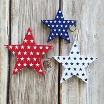 3 vnt Patriotic Liepos 4 d. Wood Stars Stalo dekoras 11cm 13cm 15cm Raudona Balta Mėlyna stalui