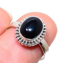 Natural Black Onex Gemstone Handmade 925 Sterling Silver Jewelry Ring S.7 p4h23
