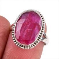 Red Ruby(Simulated) Gemstone Handmade 925 Sterling Silver Gift Ring S.6.5 D9e58