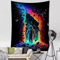 Žvaigždėtas meteoritas Astronautas Sieninė gobeleno drobė Abstrakus psichodelinis menas Hipis Gobelenas Bohemiškas namų dekoras Fono audinys 95x70CM blue