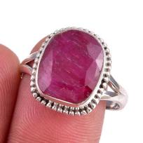 Red Ruby(Simulated) Gemstone Handmade 925 Sterling Silver Gift Ring S.8.5 D0E44