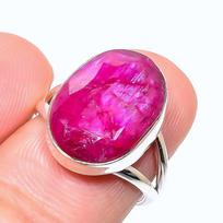 Red Ruby(Simulated) Gemstone Handmade 925 Sterling Silver Gift Ring S.5.5 T7B23
