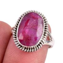 Red Ruby(Simulated) Gemstone Handmade 925 Sterling Silver Jewelry Ring S.6 u4c15
