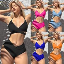 2024 Nauji Bikini Vienspalviai Dviejų Dalių Rinkiniai Moteriškam Maudymosi Kostiumui Dirželiai Patogus Audinys Skeltas Juodas Maudymosi Kostiumas Stilingas ir Naujoviškas XL šviesiai mėlyna spalva