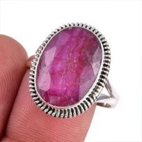 Red Ruby(Simulated) Gemstone Handmade 925 Sterling Silver Gift Ring S.9.5 r4g57