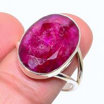 Red Ruby(Simulated) Gemstone Handmade 925 Sterling Silver Gift Ring S.9.5 a0T23