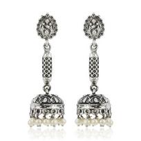 Ilgi Jhumka auskarai su perlais gray